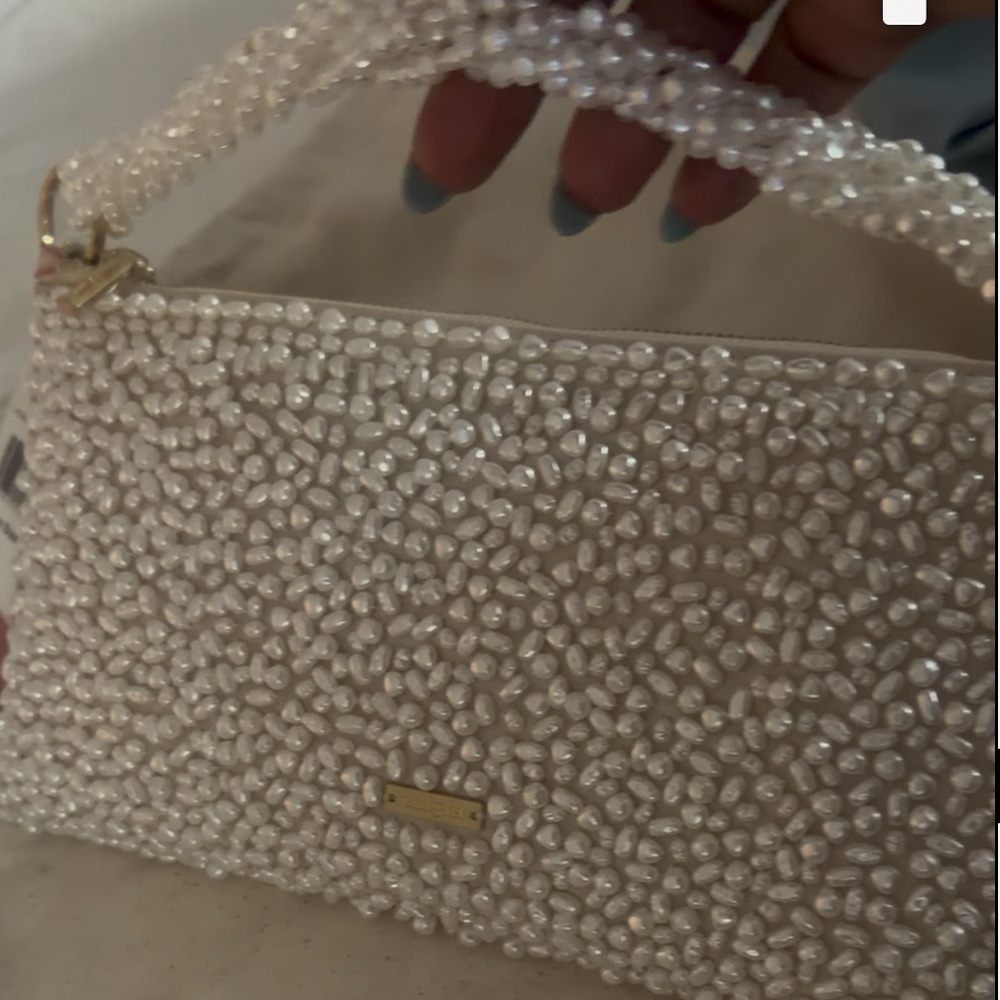 cult gaia Pearl-Beaded Wristlet — Ivory
